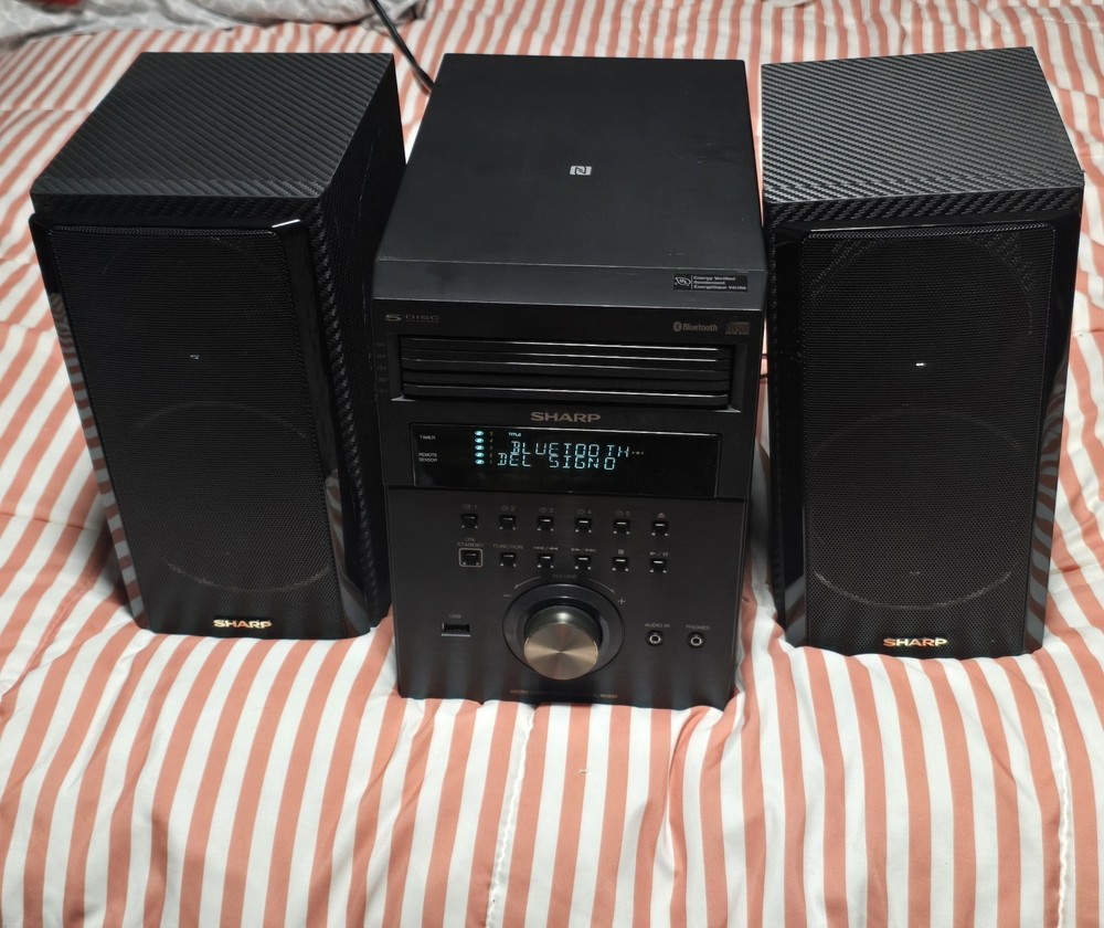 Sharp XL-BH250 Micro Shelf Executive Speaker System 5Disc AM FM + Bluetooth Read