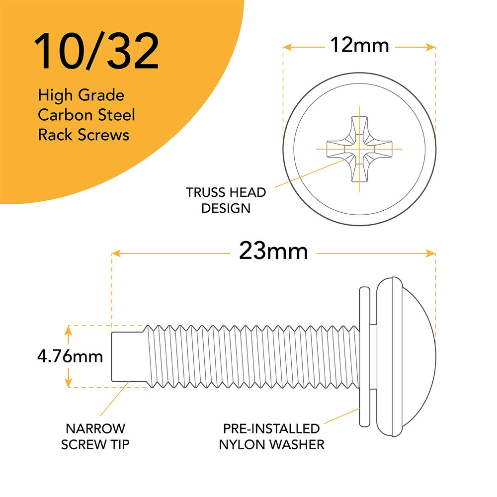 10-32 Rack Screws 50-Pack - Versatile Server Rack Accessories for Network Cab...