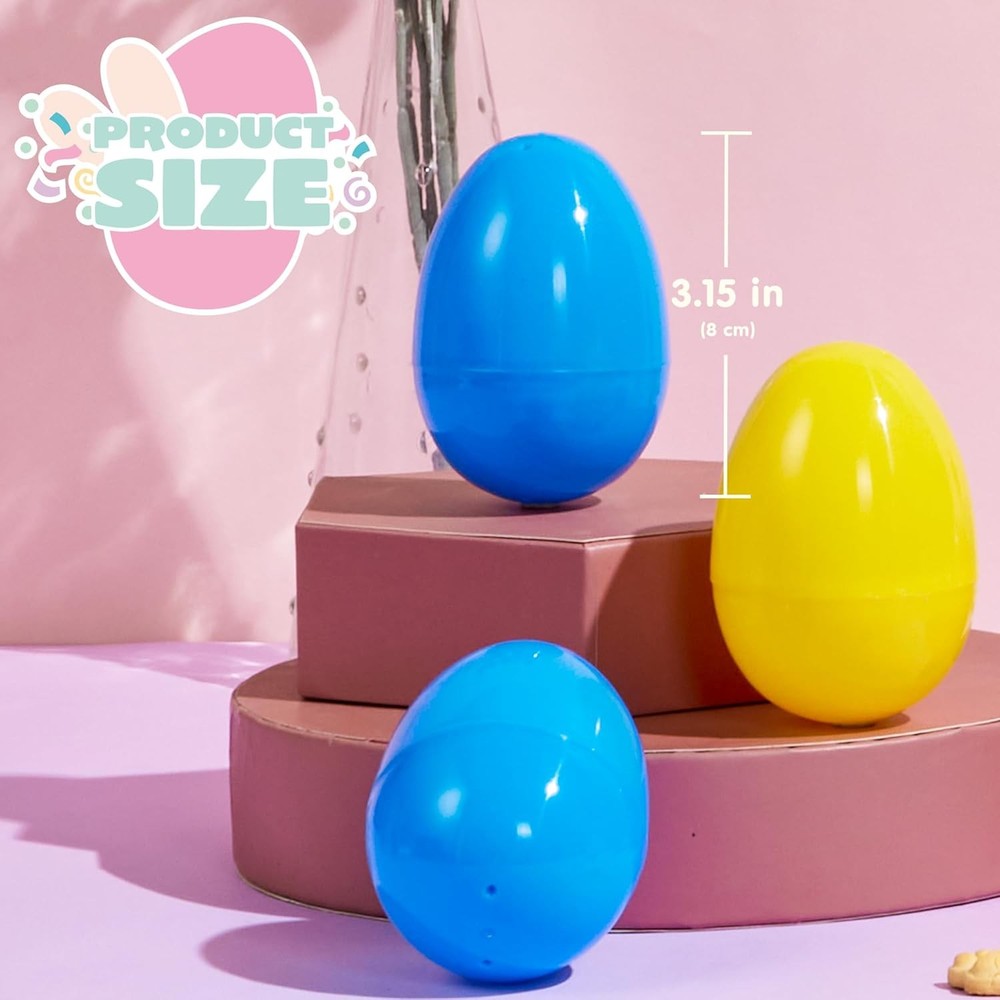 JOYIN 3.15" Easter Eggs, Fillable Plastic Eggs Empty Colorful Bright Eggshells w