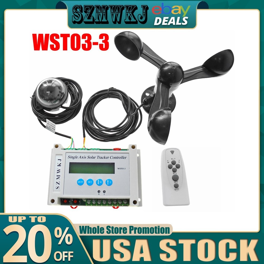 WST03-3 Single Axis Solar Tracker Controller W/ Wind Speed Sensor DIY Sun Track