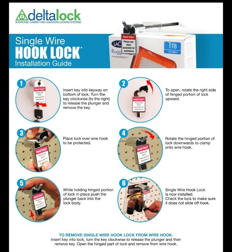 Single Wire Hook LockDelta Lock Retail SecurityPX1359R197PNSR16 locks w/ keys