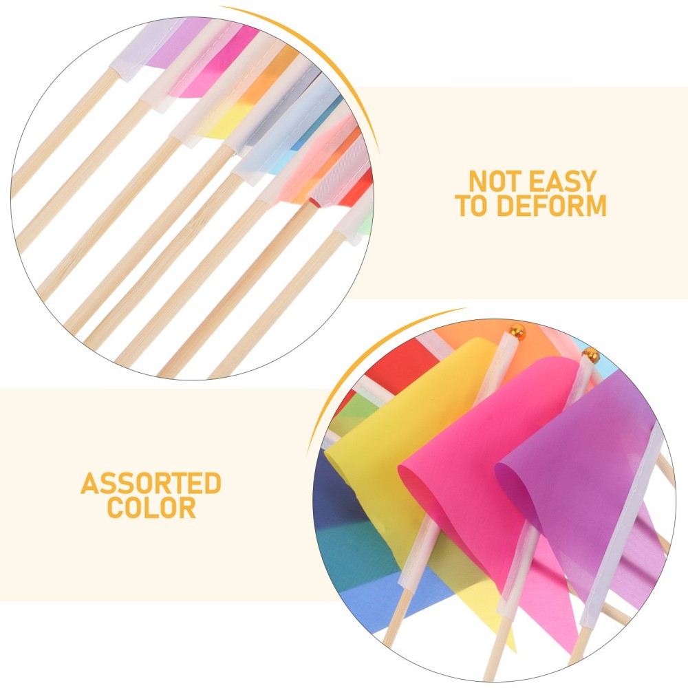 16pcs Garden Marking Flags - Small Triangular Yard Markers with Bamboo Sticks