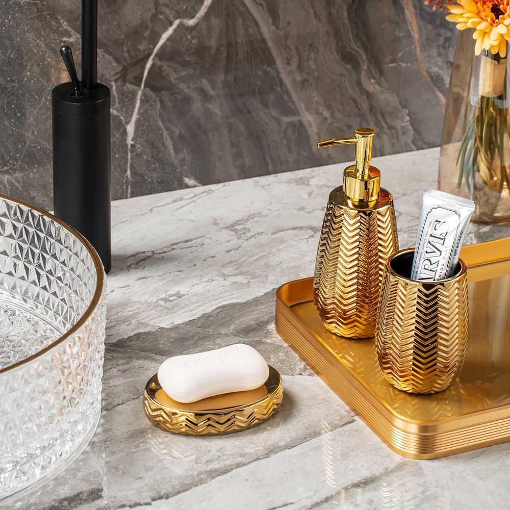 Gold Bathroom Accessories 3pcs Stylish Set