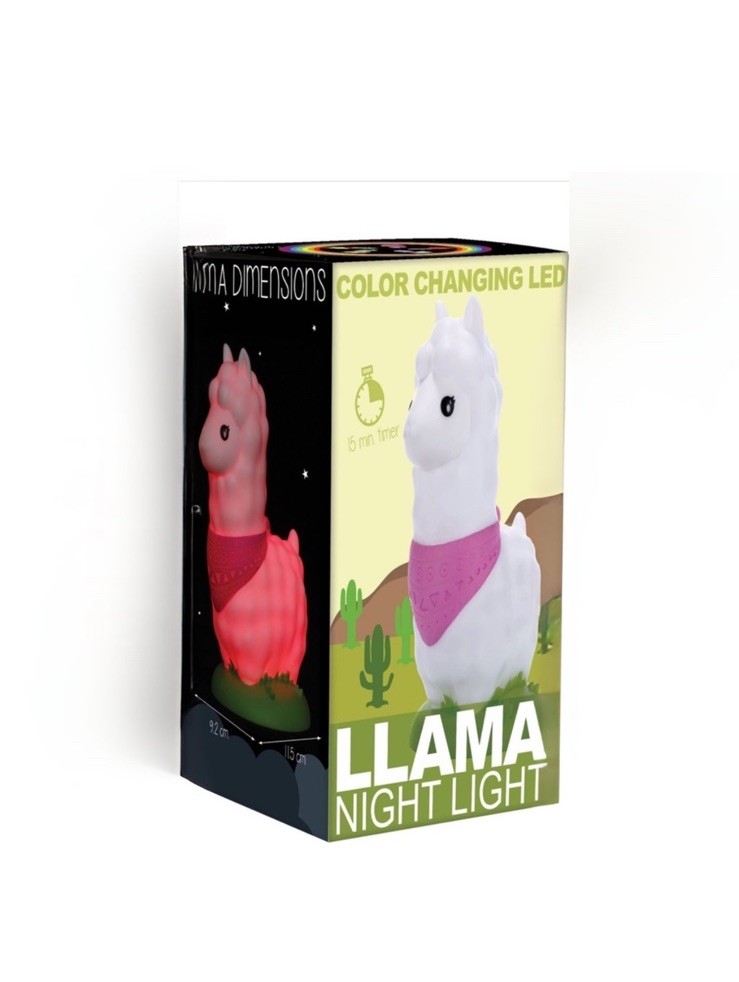 Llama Color Changing LED Night Light with Timer, Multicolor, 17.5cm
