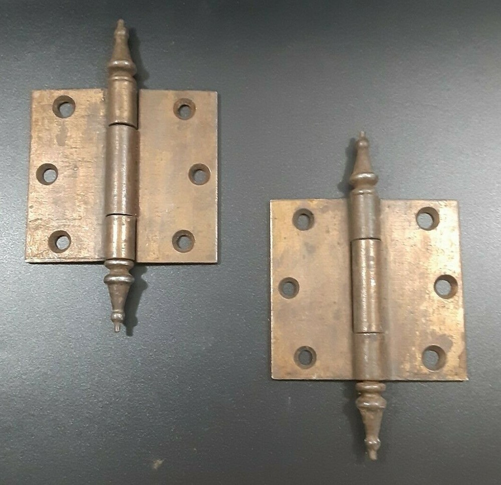 2 Vintage Steeple Tip Hinges  (#71)