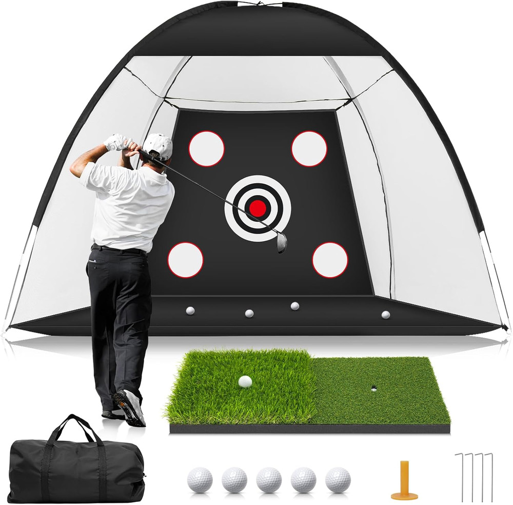 Golf Training Net Swing Practice Mat Chipping Driving Range Backyard Home 10x7ft