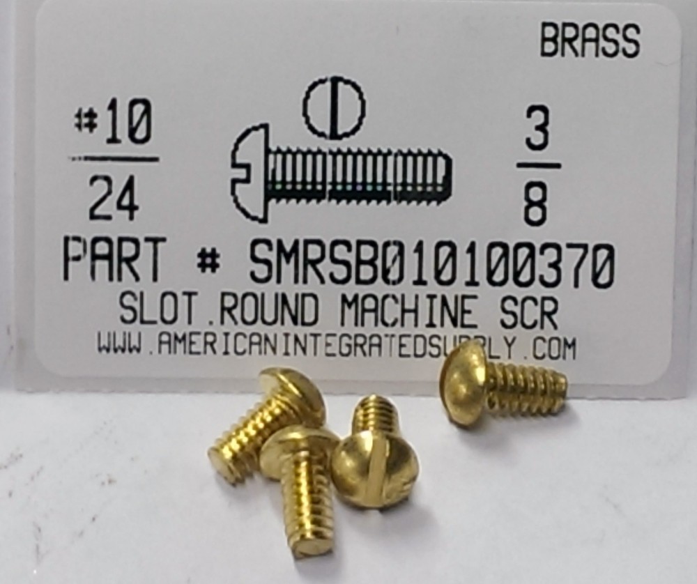#10-24x3/8 Round Head Slotted Machine Screws Solid Brass (18)