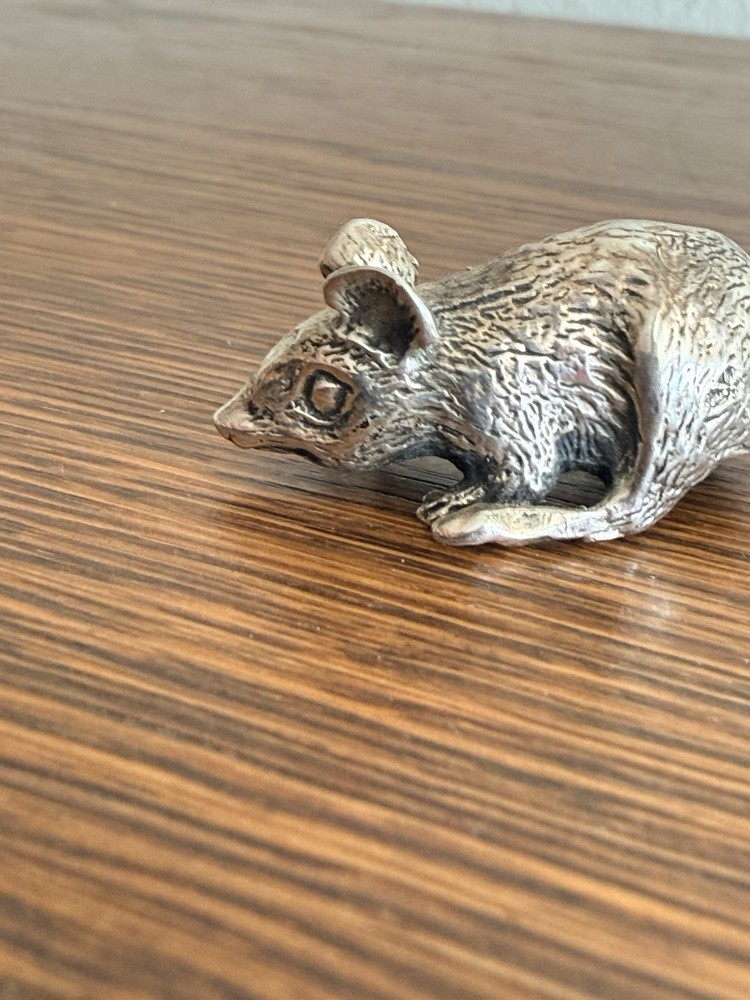 Vintage Sterling Solid Silver Miniature Mouse Mice Figure In 925 Silver Standard