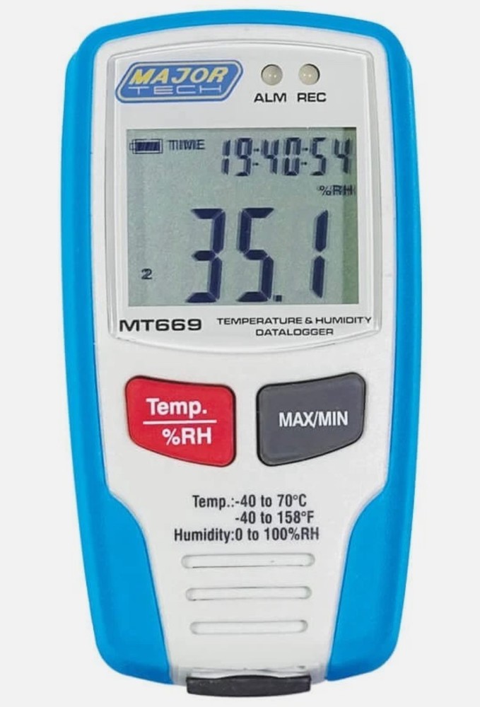 Major Tech Temperature & Humidity Data Logger, LCD Display MT669