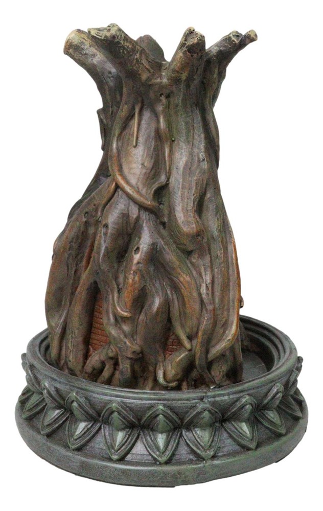 Amitabha Buddha Meditating Inside Tree Trunk Backflow Incense Burner Figurine