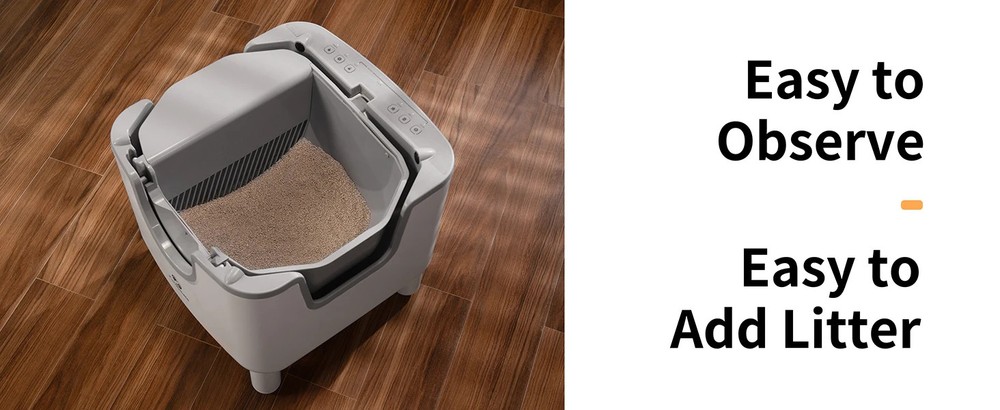 Self-Cleaning Litter Box - Open-Top Automatic Cat Litter Box with Odor Control