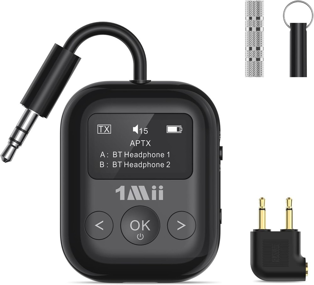 1Mii SafeFly Min+ Bluetooth Transmitter and Receiver, Bluetooth Adapter (BLACK)