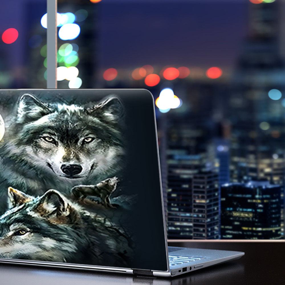 Universal Laptop Skins wrap for 15" - 3 Wolves Moonlight