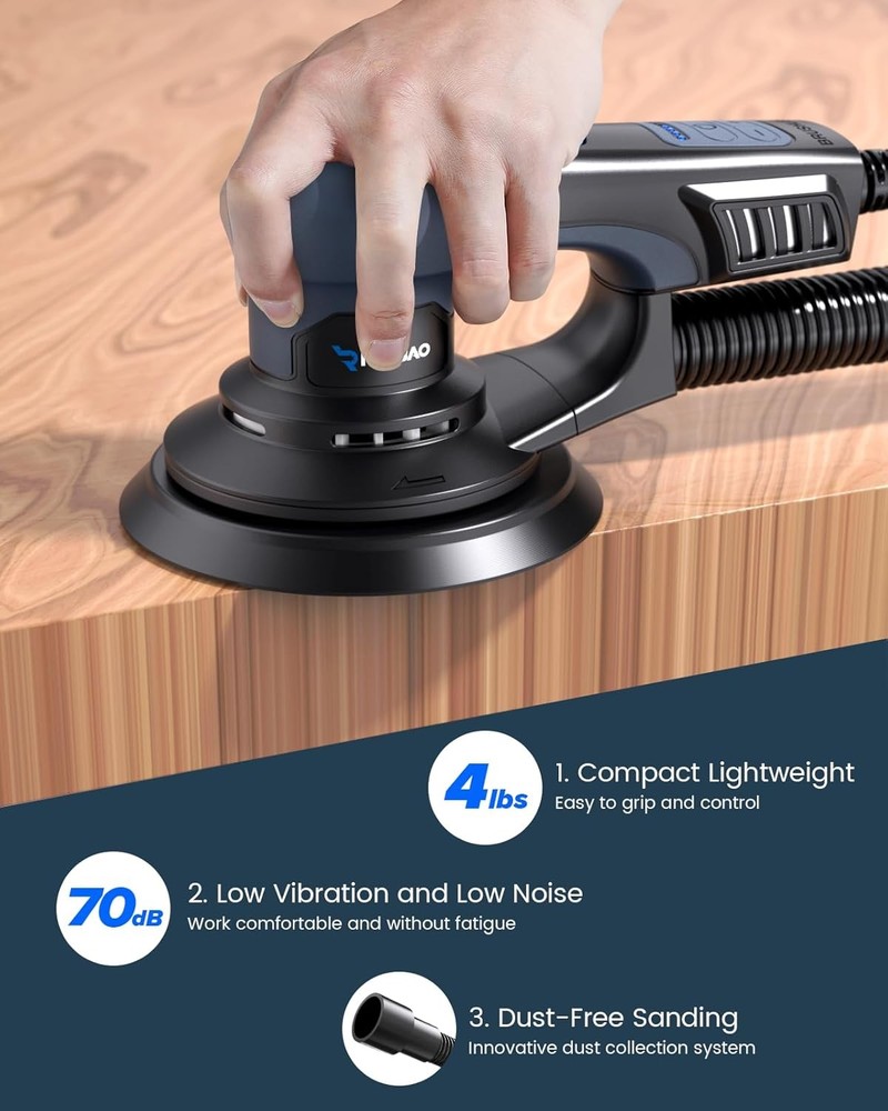 6 Inch Palm Sander 350W Variable Speed 10 Discs