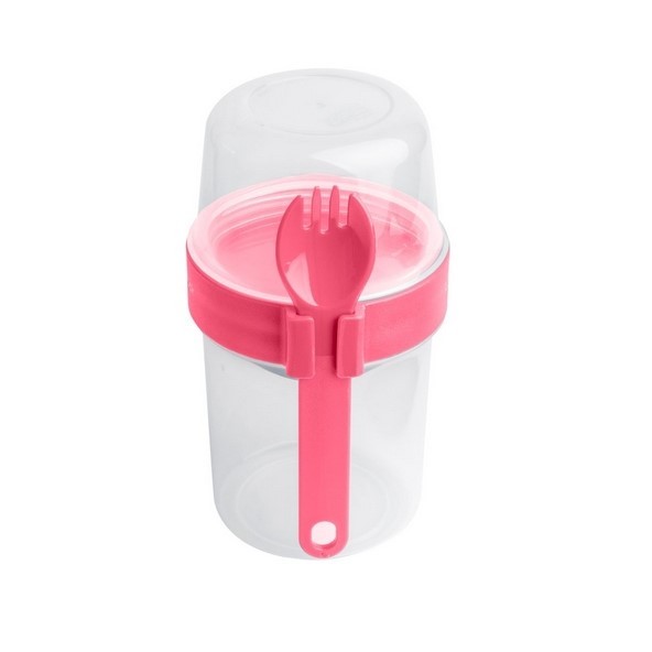 Lock & Lock To Go 2 Way Container with Fork Hot Pink