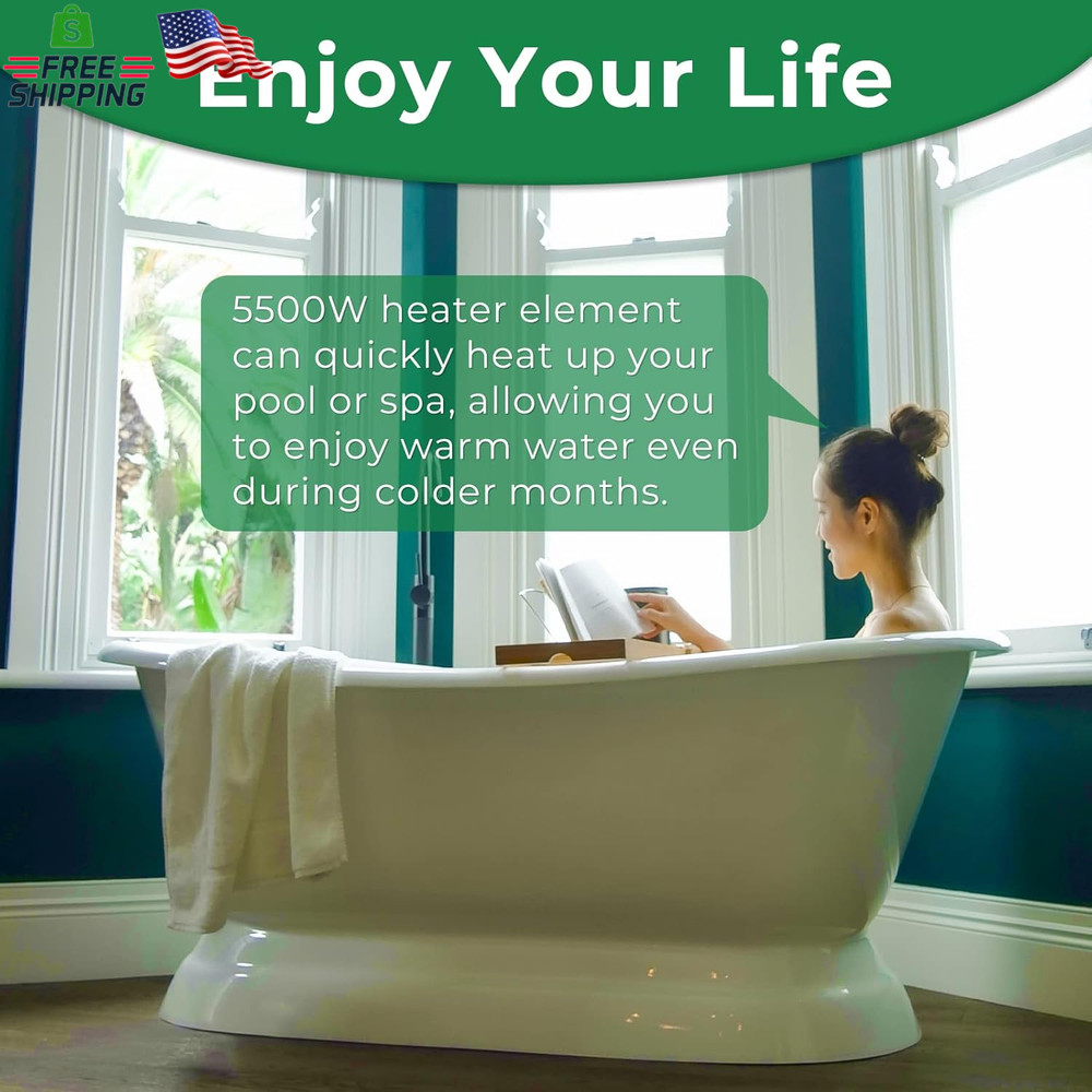 5.5KW 240V Titanium Flo-Thru Universal Heating Element, Hot Tub Heater Element w