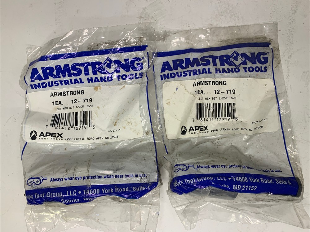 Armstrong Tools 12-719 Hex Bit Socket with 1/2" Drive Size 5/8" **2-PACK**