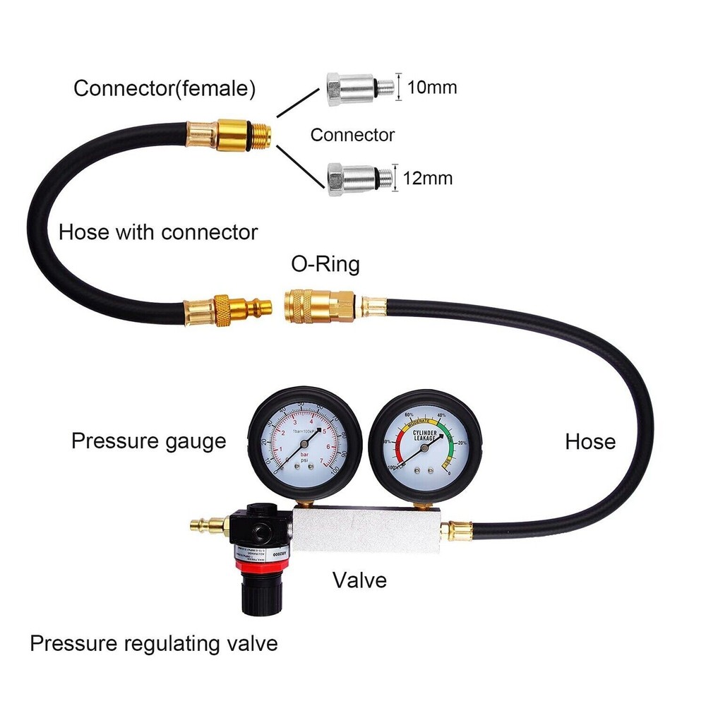 Cylinder Leak Down Tester Engine Compression Diagnosis Gauges Detector Leakage
