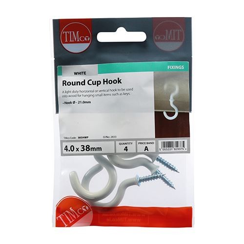 Timco - Cup Hooks - White