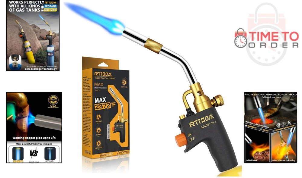 Propane Torch Head High Intensity Gas Welding Soldering Cooking Trigger Start
