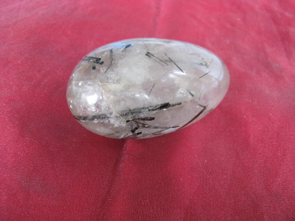 Egg Shaped Tourmalated Clear Quartz Crystal, Has Healing Properties
