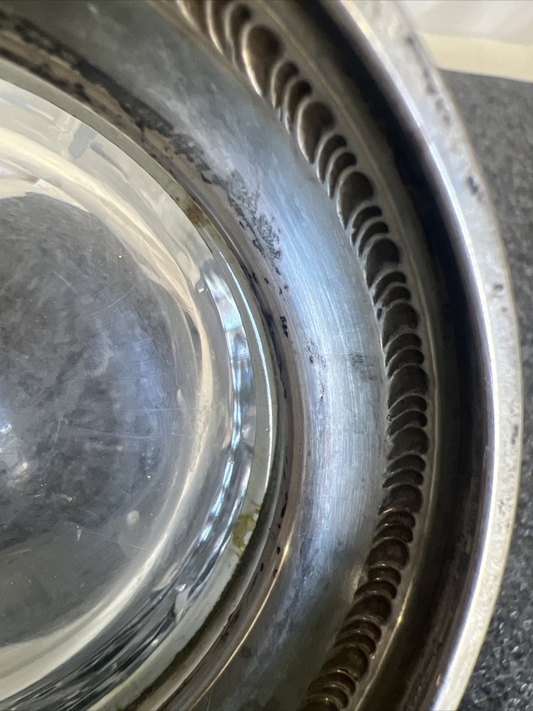 Vintage Sterling Silver & Crystal Candy Nut Dish !!