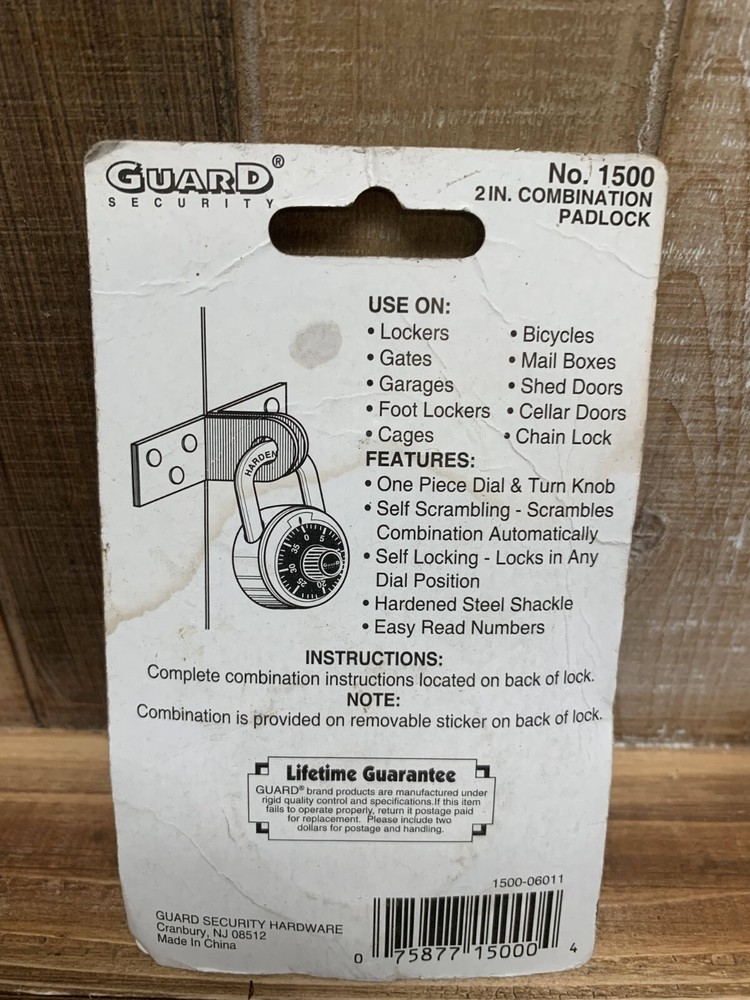 Guard Security 1500 Dial Combination Padlock Security Lock