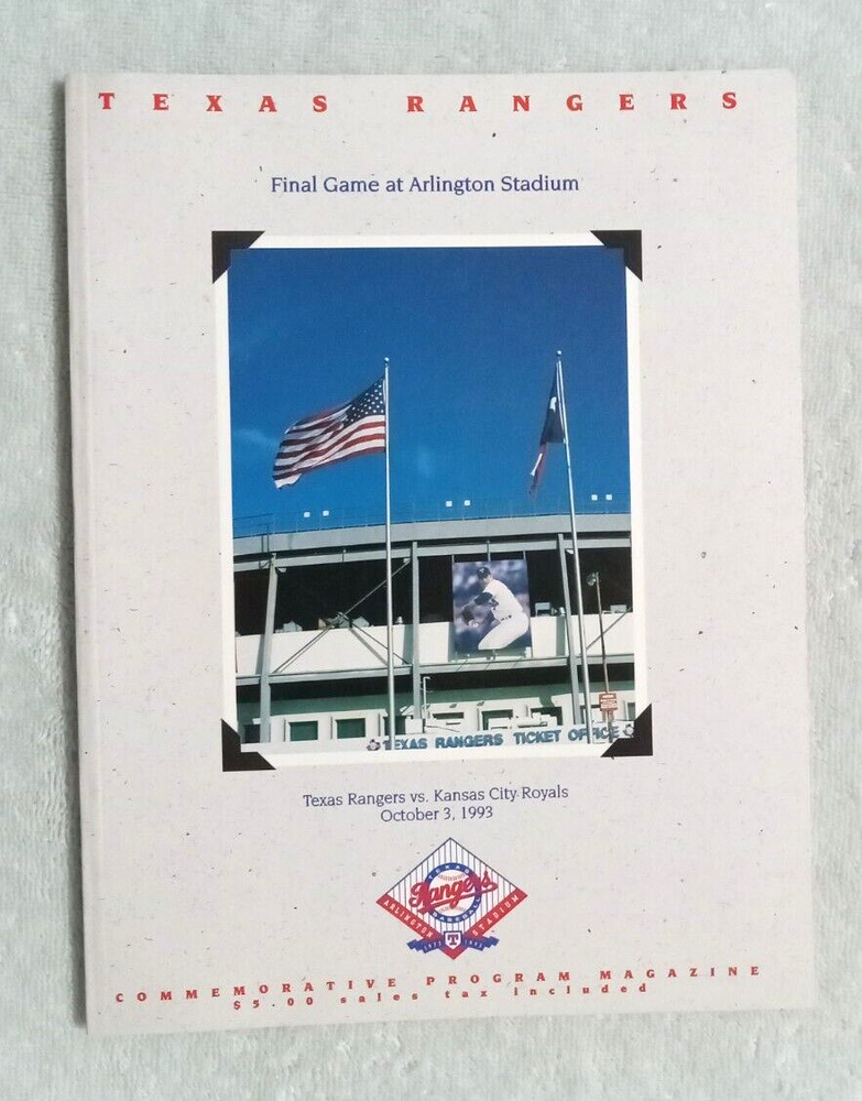 Texas Rangers Final Game Arlington Stadium Oct 3, 1993 Commemorative Program