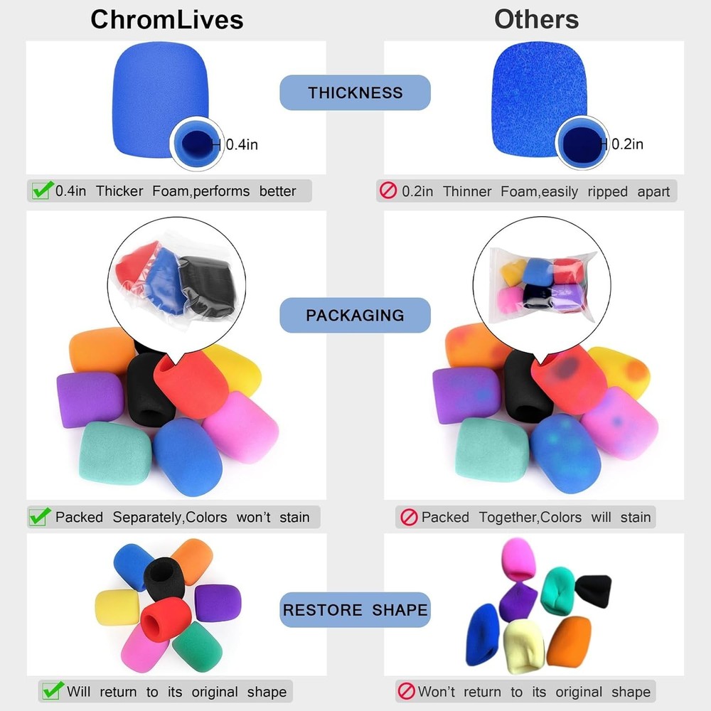 8-Pack Colorful Microphone Foam Covers
