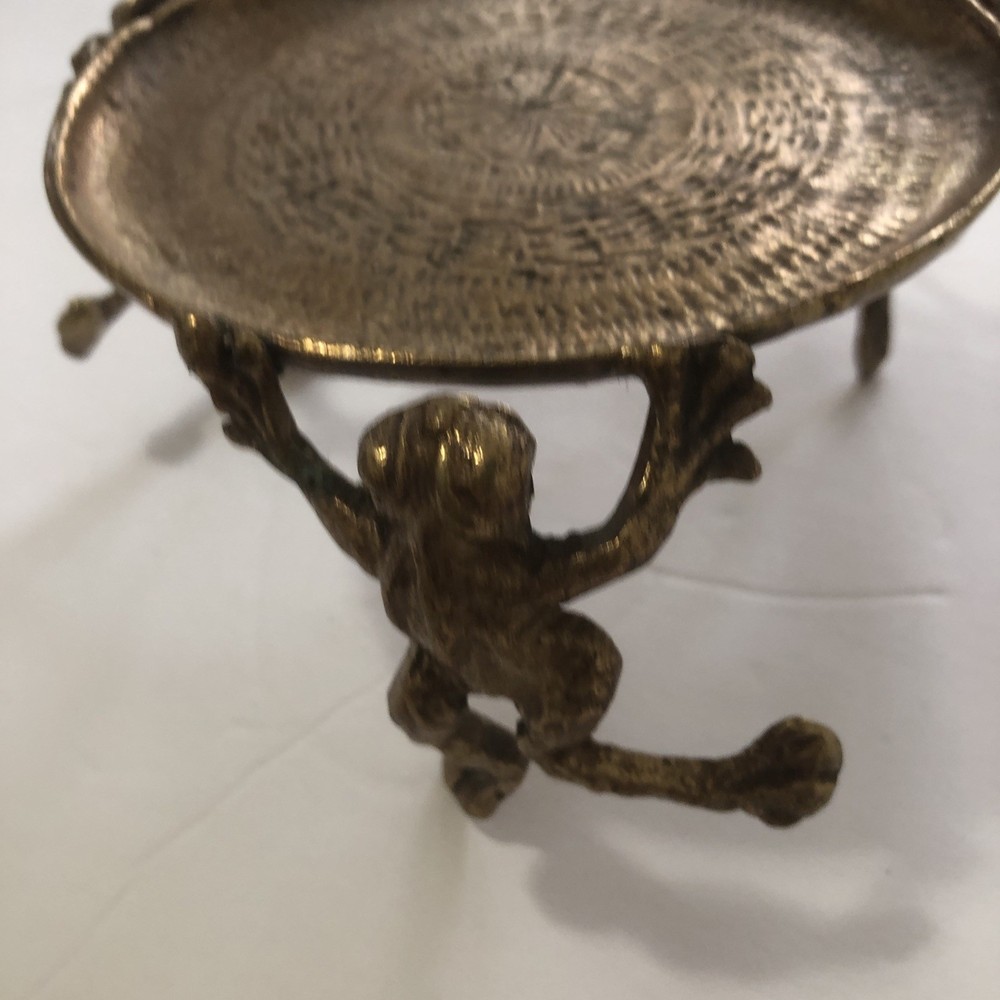 Antique Georgian Solid Brass Tazza Dish Centrepiece Held By Three Frogs