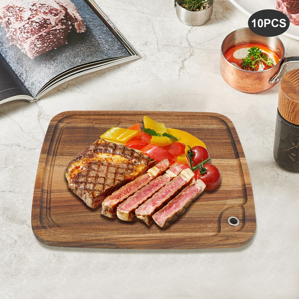 10PCS Wood Steak Plates with Juice Channel Acacia Wooden Steak Board Anti-mold?