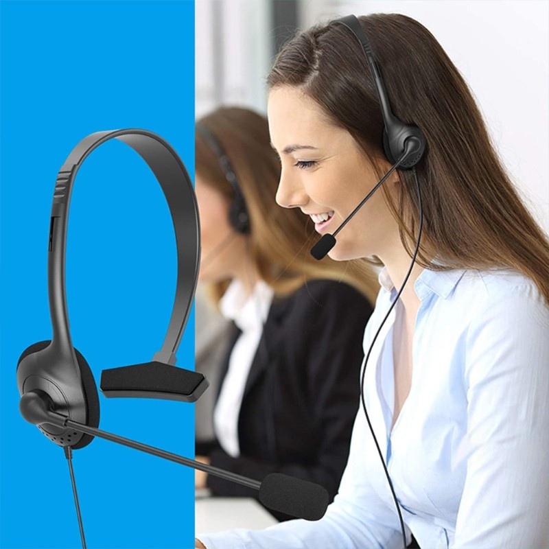 Headset with Microphone Lightweight Call Center Wired Headset for PC/Computer