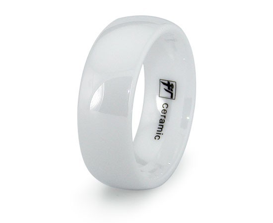 Classic White Ceramic Dome Wedding Band, Size 6-12