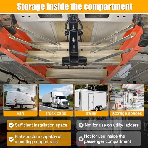Van Interior Ladder Storage Mounting Kit,Utilizes Overhead and Interior