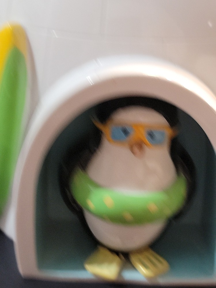 Surf Penguin Igloo Tissue Box Cover Heavyweight
