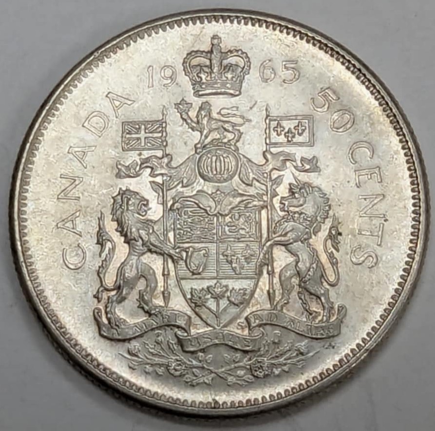 1965 Canada Half Dollar Silver Coin