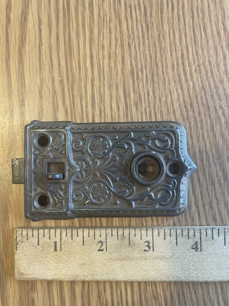 ORNATE Antique Cast Iron Surface Mounted Night Lock Victorian