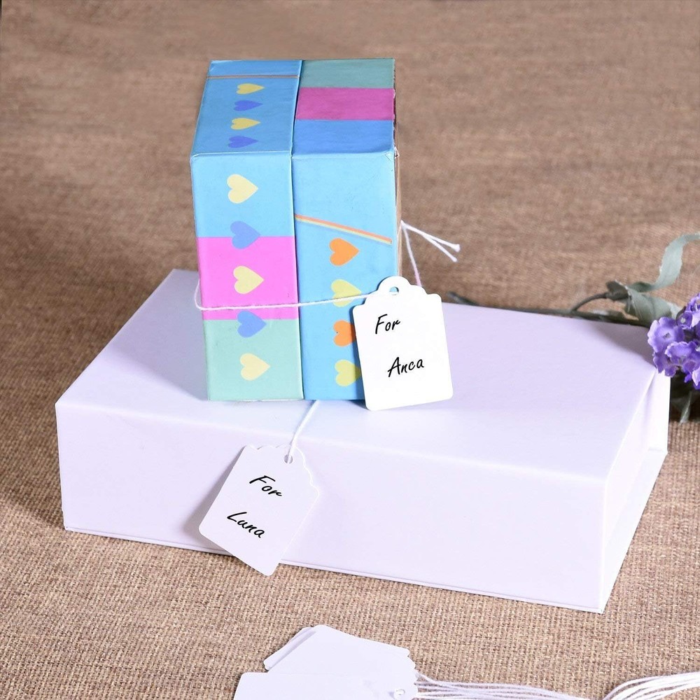 1000Pcs Price Tags with String Attached, White Marking Merchandise Strung Tags