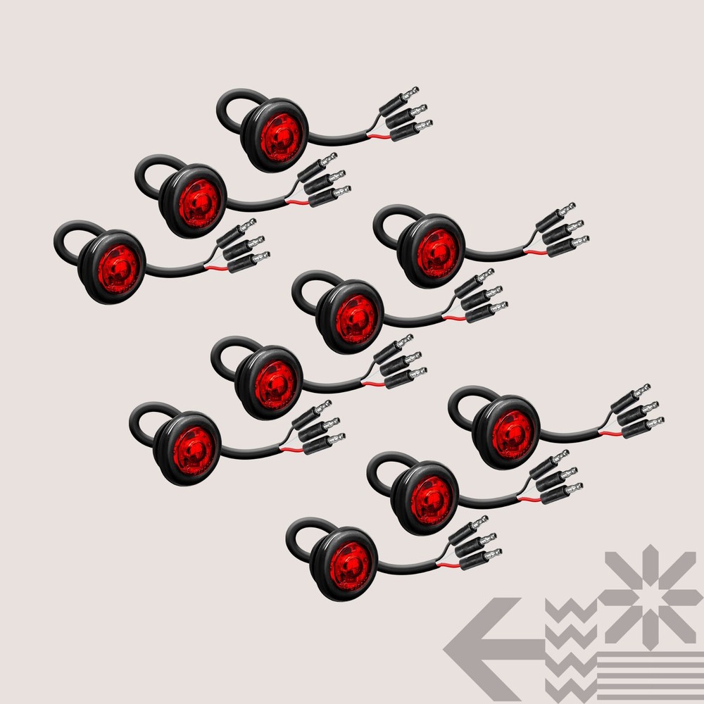 10pc 3/4" Round Red LED TBT Trailer Bullet Clearance Side Marker Light DOT P2PC