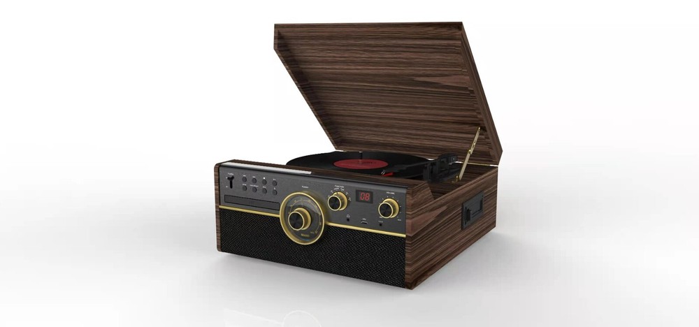 TECHPLAY RECORD PLAYER STEREO BUILT-IN SPEAKERS CD BLUETOOTH CYCLOPS ESPRESSO