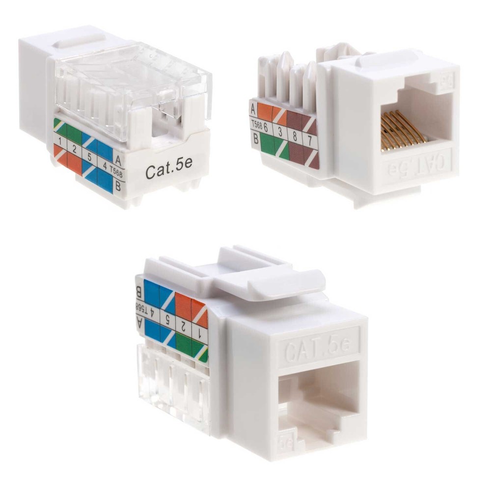 Punch Down Tool with Cat5e RJ45 Keystone Jack White 45-Degree Network Set Kit