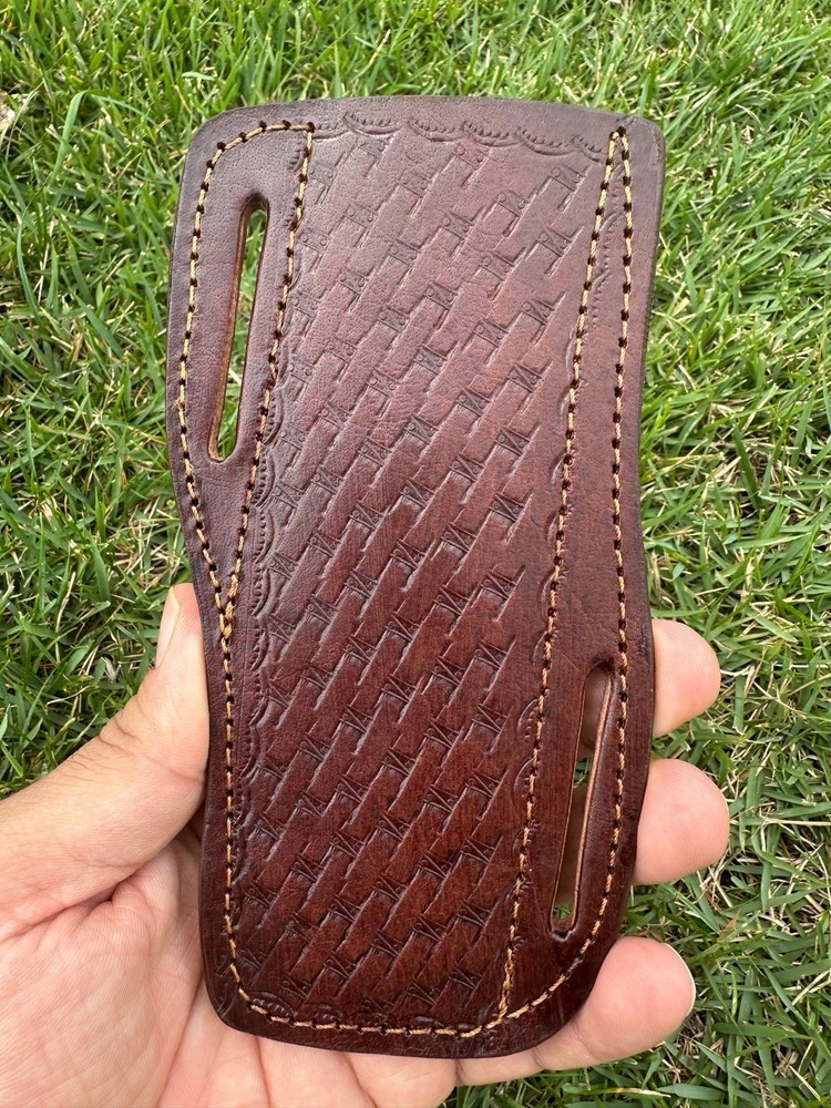 CUSTOM HANDMADE COW LEATHER SHEATH FOR FIXED BLADE KNIFE