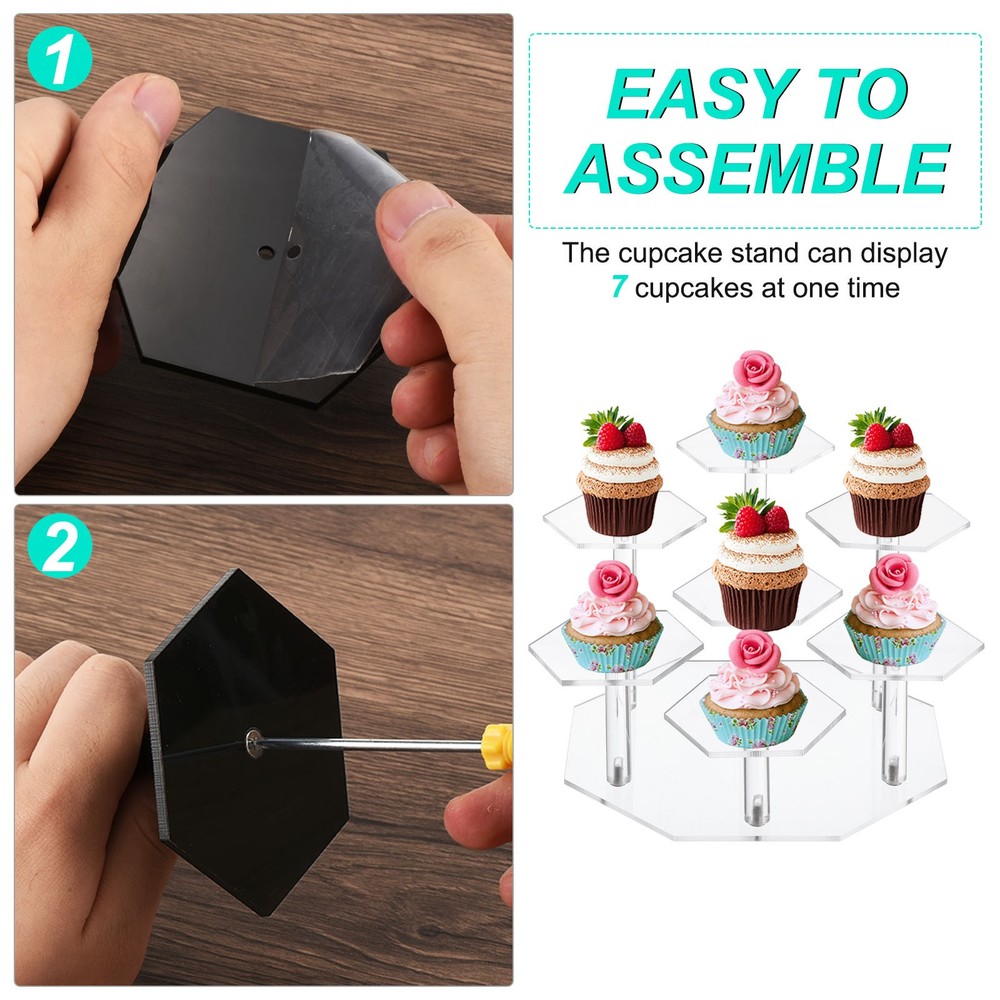 Acrylic Display Stand for Figures 7 Tier Acrylic Riser for Cupcake Clear