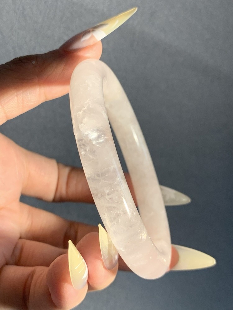 56.3mm Natural Rose Crystal Bangle/hand polished