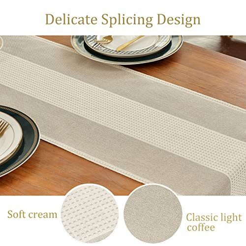 Linen Table Runner, Farmhouse Macrame Table Runners 60 13"×60" Light Coffee