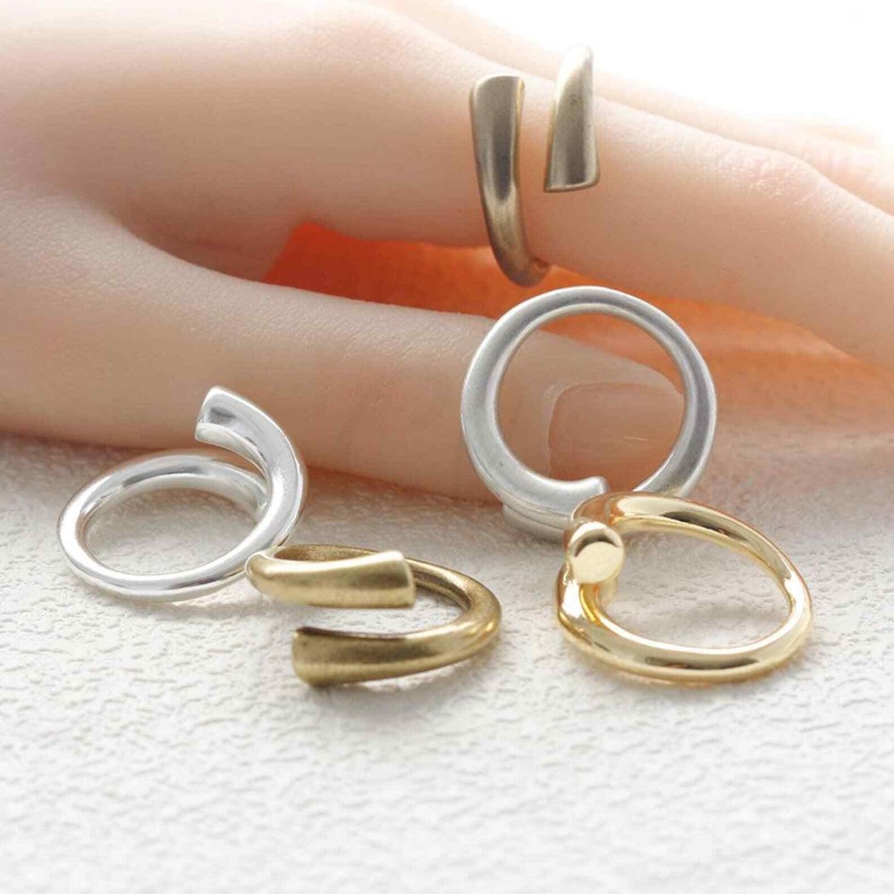 One Piece Solid Brass Ring Base - Finger Ring - Adjustable - 24.8mm (4893C)