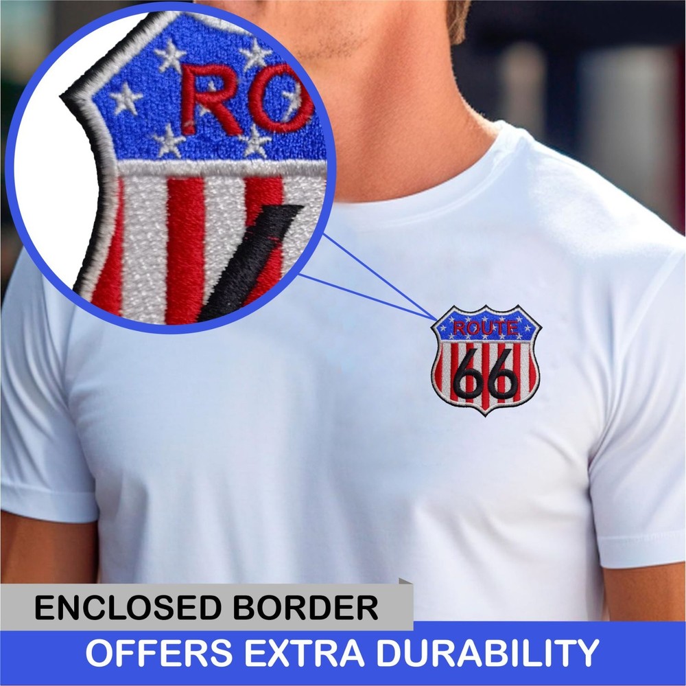 Route 66 Patch Rt.66 Patch Iron On Patch - Sew Patch - Embroidered Patch