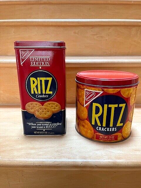 Nabisco Ritz Cracker Tin Container Set Of 2-1977 & 1987
