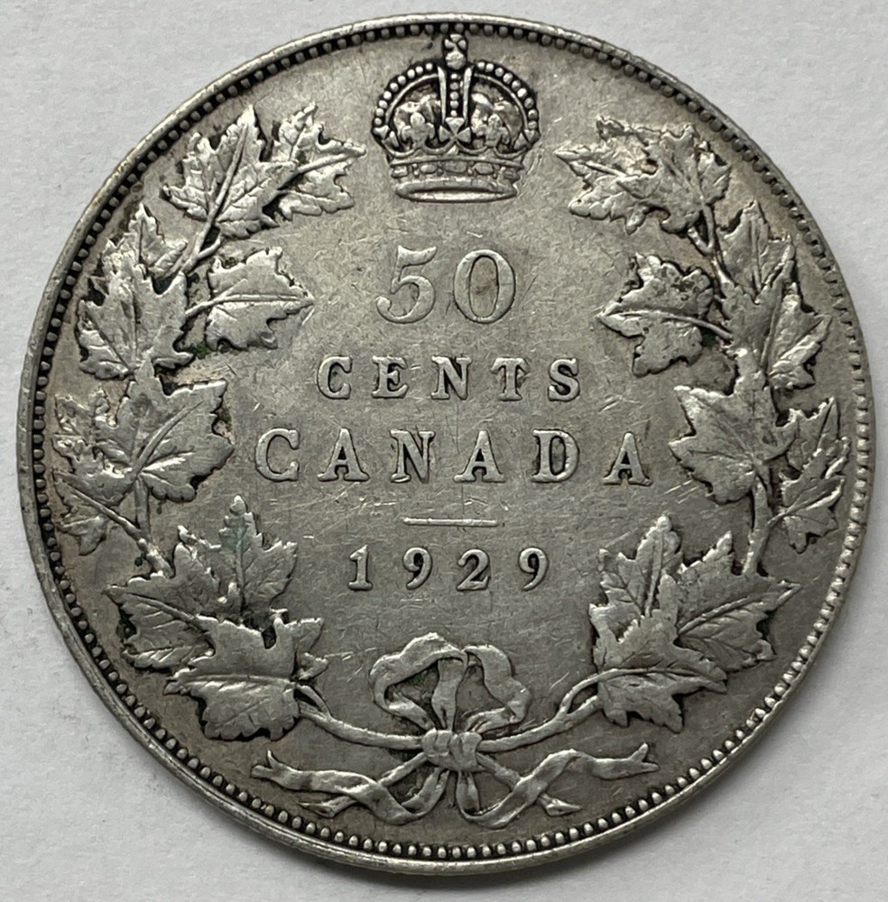 1929 Canada 50 Cent, VF Condition Light Cleaning. C-3046