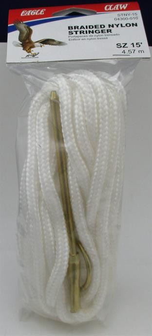 Eagle Claw 04300-010 15 Ft White Heavy Braided Nylon Stringer